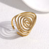 Women's Gold Electroplated Stainless Steel Open Ring With Wide Geometric Spiral Line Design And Simple Modern Style