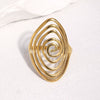 Women's Gold Electroplated Stainless Steel Open Ring With Wide Geometric Spiral Line Design And Simple Modern Style