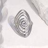 Women's Gold Electroplated Stainless Steel Open Ring With Wide Geometric Spiral Line Design And Simple Modern Style