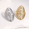 Women's Gold Electroplated Stainless Steel Open Ring With Wide Geometric Spiral Line Design And Simple Modern Style