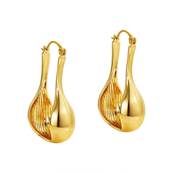 Women's Gold Plated Brass Teardrop Ear Cuff Earrings With Minimalist Design And Unique Statement Fashion Style