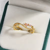 Women's Gold Plated Copper Cute Fairy Flash Diamond Butterfly Flower Rings With Electroplating
