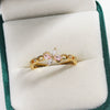 Women's Gold Plated Copper Cute Fairy Flash Diamond Butterfly Flower Rings With Electroplating