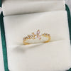 Women's Gold Plated Copper Cute Fairy Flash Diamond Butterfly Flower Rings With Electroplating