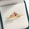 Women's Gold Plated Copper Cute Fairy Flash Diamond Butterfly Flower Rings With Electroplating