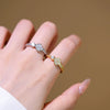 Women's Gold Plated Copper Geometric Four Leaf Clover Inlaid Zircon Adjustable Ring