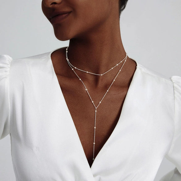Women's Gold Plated Copper Y Shaped Necklace With Geometric Heart Cross Pendant Simple Chic Stackable Clavicle Chain