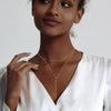 Women's Gold Plated Copper Y Shaped Necklace With Geometric Heart Cross Pendant Simple Chic Stackable Clavicle Chain