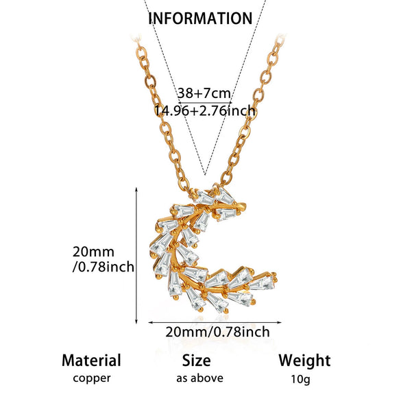 Women's Gold Plated Copper Zircon Flower And Butterfly Necklace With Leaf And Heart Details Light Luxury Oshaped Chain Jewelry