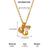 Women's Gold Plated Copper Zircon Flower And Butterfly Necklace With Leaf And Heart Details Light Luxury Oshaped Chain Jewelry