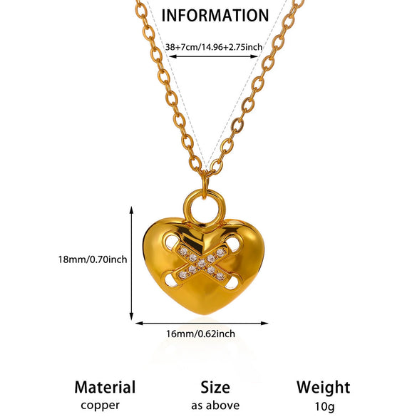 Women's Gold Plated Copper Zircon Flower And Butterfly Necklace With Leaf And Heart Details Light Luxury Oshaped Chain Jewelry