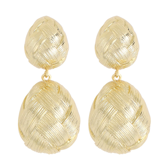 Women's Gold Plated Metal Teardrop Geometric Braided Drop Earrings Minimalist Fashion Jewelry
