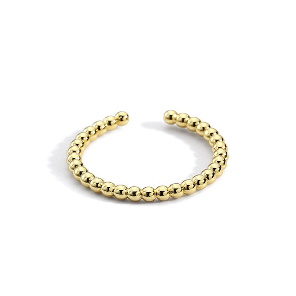 Women's Gold Plated Open Ring Adjustable Beads Geometric Style Electroplated