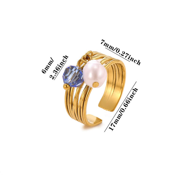 Women's Gold Plated Open Ring With Diamond Heart Butterfly Flower Crystal And Layered Tassel Design