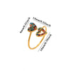 Women's Gold Plated Open Ring With Diamond Heart Butterfly Flower Crystal And Layered Tassel Design