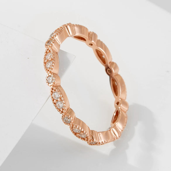 Women's Gold Plated S925 Sterling Silver Geometric Diamond Ring