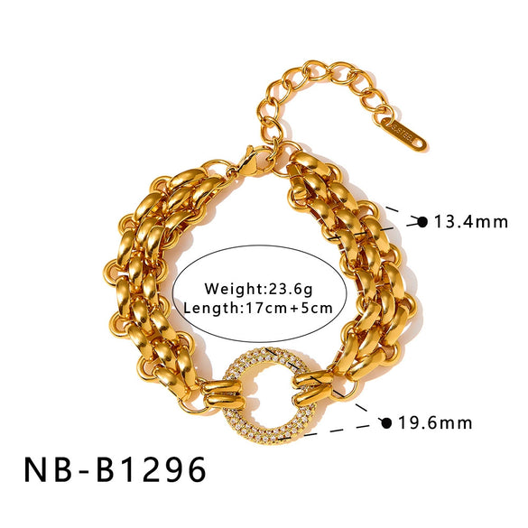 Women's Gold Plated Stainless Steel Bracelet With Geometric Love Pig Nose Design Light Luxury Fashion Jewelry