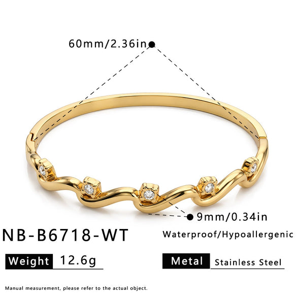Women's Gold Plated Stainless Steel Bracelet With Zircon Inlay Simple Fashion Jewelry Design