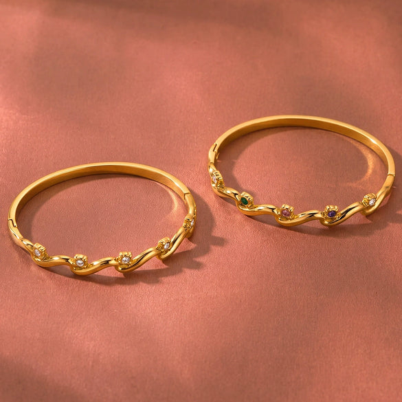 Women's Gold Plated Stainless Steel Bracelet With Zircon Inlay Simple Fashion Jewelry Design