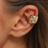 Women's Gold Plated Stainless Steel Cshaped Ear Cuff With Teardrop Zircon Minimalist Design For Unpierced Ears