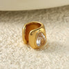 Women's Gold Plated Stainless Steel Cshaped Ear Cuff With Teardrop Zircon Minimalist Design For Unpierced Ears