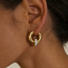 Women's Gold Plated Stainless Steel Double Hoop Earrings With Round Geometric Design And Lightweight Luxury Style