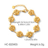 Women's Gold Plated Stainless Steel Flower Bracelet Light Luxury Floral Jewelry With Fade Resistant Finish