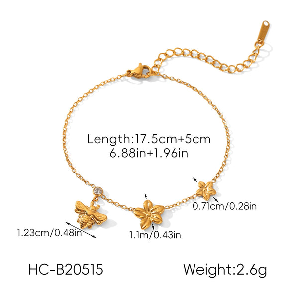 Women's Gold Plated Stainless Steel Flower Bracelet Light Luxury Floral Jewelry With Fade Resistant Finish