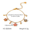 Women's Gold Plated Stainless Steel Flower Bracelet Light Luxury Floral Jewelry With Fade Resistant Finish