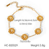 Women's Gold Plated Stainless Steel Flower Bracelet Light Luxury Floral Jewelry With Fade Resistant Finish