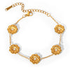 Women's Gold Plated Stainless Steel Flower Bracelet Light Luxury Floral Jewelry With Fade Resistant Finish