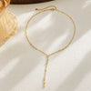 Women's Gold Plated Stainless Steel Geometric Tassel Pendant Necklace With Regular Chain