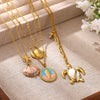 Women's Gold Plated Stainless Steel Necklace With Enamel Scallop Turtle And Fish Pendants Twisted Chain Animal Jewelry
