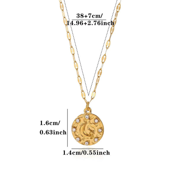 Women's Gold Plated Stainless Steel Star Pendant Necklace With Flat Chain Simple Elegant Jewelry Wholesale