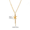 Women's Gold Plated Stainless Steel Star Pendant Necklace With Flat Chain Simple Elegant Jewelry Wholesale