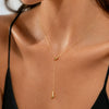 Women's Gold Plated Stainless Steel Teardrop Pendant Necklace With Delicate Chain And Lobster Clasp