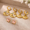 Women's Gold Plated Stainless Steel Wave Earrings With Ocean Inspired Shell Star Pearl And Butterfly Details