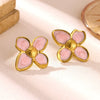 Women's Gold Plated Stainless Steel Wave Earrings With Ocean Inspired Shell Star Pearl And Butterfly Details