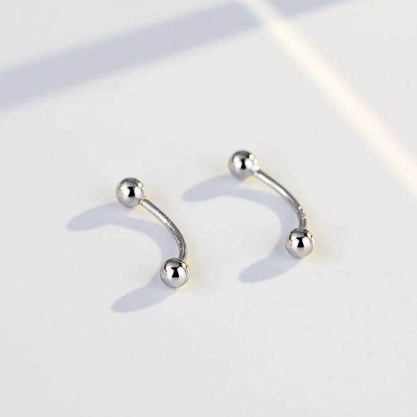 Women's Gold Plated Sterling Silver Curved Barbell Eyebrow Piercing Jewelry Fashion Body Accessory