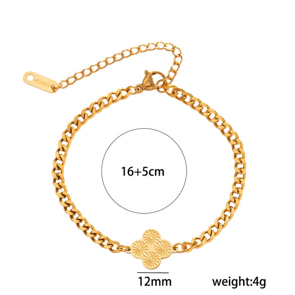 Women's Gold Plated Titanium Steel Bracelet With Colorful Beads And Fresh Daisy Flower Design