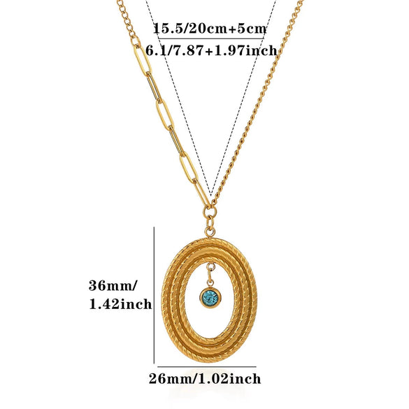 Women's Gold Plated Titanium Steel Star And Moon Relief Round Pendant Necklace With Retro Fashion Styling