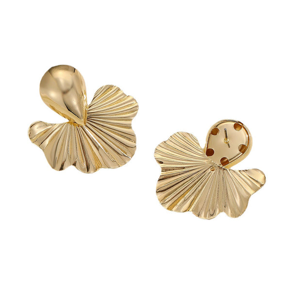 Women's Gold Tone Alloy Wave Earrings With Electroplated Finish Minimalist Fashion Jewelry Elegant Niche Design