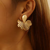 Women's Gold Tone Alloy Wave Earrings With Electroplated Finish Minimalist Fashion Jewelry Elegant Niche Design