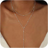 Women's Gold Tone Copper Geometric Water Ripple Bead Studded Y Shaped Necklace With Electroplated Simple Style Regular Chain
