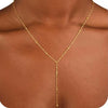 Women's Gold Tone Copper Geometric Water Ripple Bead Studded Y Shaped Necklace With Electroplated Simple Style Regular Chain