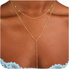 Women's Gold Tone Copper Geometric Water Ripple Bead Studded Y Shaped Necklace With Electroplated Simple Style Regular Chain