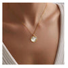 Women's Gold Tone Copper Round Rose Pendant Necklace Elegant Light Luxury Geometric Floral Clavicle Chain With Electroplated Finish