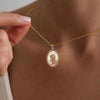 Women's Gold Tone Copper Round Rose Pendant Necklace Elegant Light Luxury Geometric Floral Clavicle Chain With Electroplated Finish