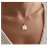 Women's Gold Tone Copper Round Rose Pendant Necklace Elegant Light Luxury Geometric Floral Clavicle Chain With Electroplated Finish