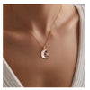 Women's Gold Tone Copper Round Rose Pendant Necklace Elegant Light Luxury Geometric Floral Clavicle Chain With Electroplated Finish
